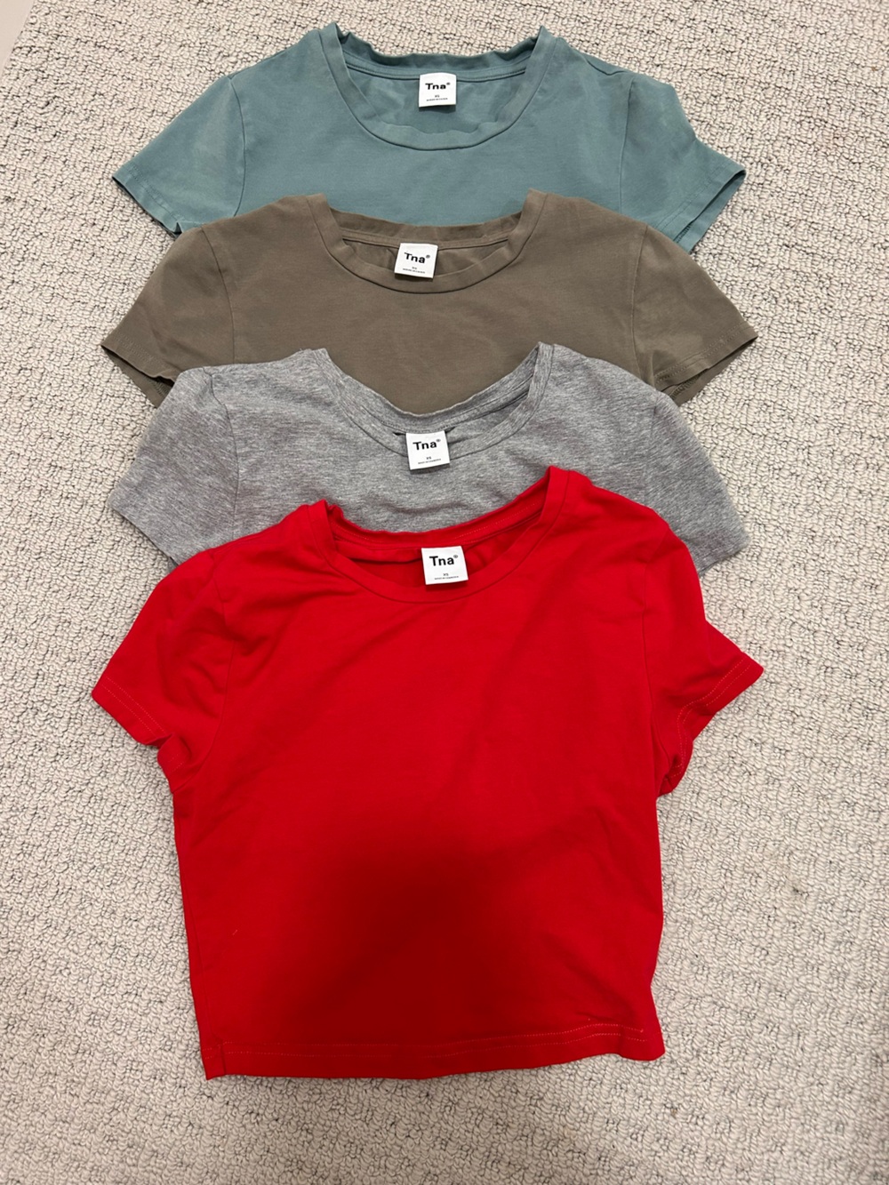TNA Aritzia Cropped Cotton Tee 4-Pack XS